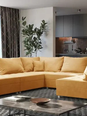 Rychlé Dodání Rohová rozkládací sedačka DENVER - žlutá - Fresh 37