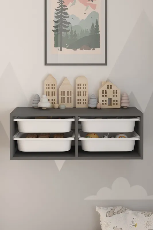 Finální Výprodej Nástěnný víceúčelový úložný box ALENA - antracit