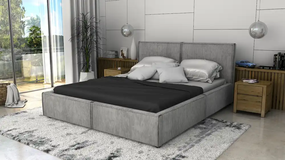 Postel CORDO 180x200 s úložným prostorem - světlešedá - manšestr - LINCOLN 86 Přímo Od Výrobce