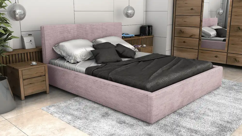 Postel LINCOLN 120x200 růžová s úložným prostorem - manšestr - LINCOLN 61 Kup Teď