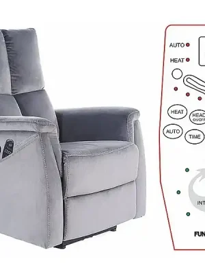 Značkový Čalouněné křeslo rozkládací (masážní) PLUTO VELVET šedá