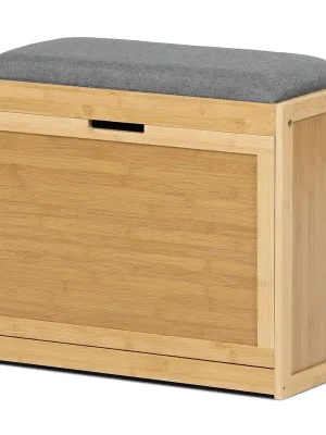 Značkový Výklopný botník se sezením BAMBI přírodní/šedá