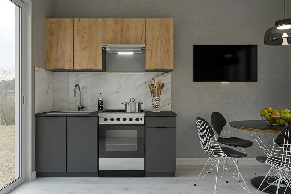 Časově Omezené Kuchyňská linka KARI 180 II zlatý dub kraft/grafit