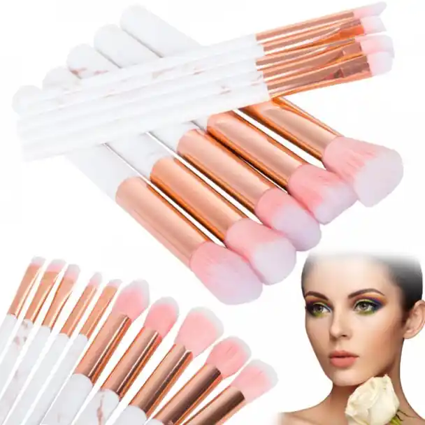 Sada profesionálních štětců na make-up 10 kusů, růžové Nová Kolekce