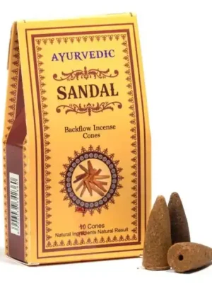 Zpětné kužely Sandal AYURVEDIC, 10ks Speciální Cena