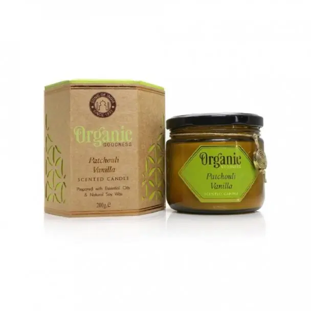 Organická vonná svíčka s víčkem ve skle Patchouli Vanilla, 200 g Vrácení Zdarma
