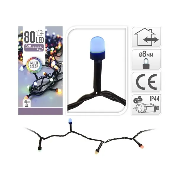 Sezónní Sleva 80 LED barevných světýlek venkovní i vnitřní, Night Led, 6 m