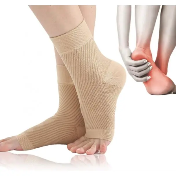 Aktuální Kompresní ponožky na kotník s otevřenou špičkou, tělové - L/XL