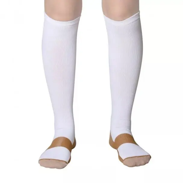 Dokud Zásoby Vydrží Kompresní podkolenky unisex, bílé L/XL (40-46)