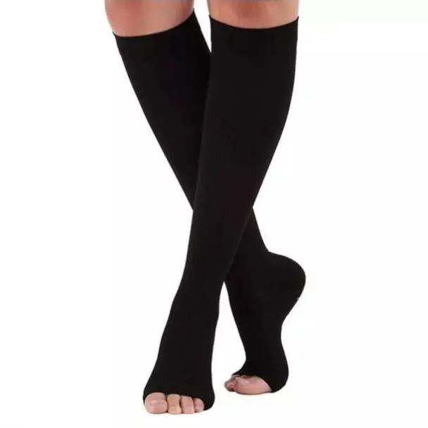 Nejlepší Volba Kompresní podkolenky s otevřenou špičkou unisex, černé L/XL (40-46)