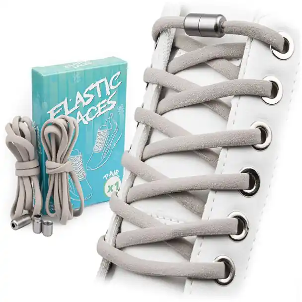 Elastické tkaničky do bot s kovovou sponou, Laces, šedé Značkový