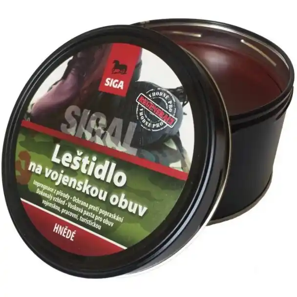 Finální Výprodej Leštidlo, krém na vojenskou obuv SIGAL 250g, hnědý