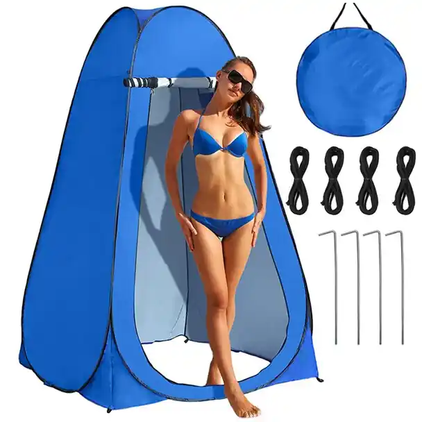 Plážový stan na převlékání a sprchování Tent Blue, 120cm x 120cm x 190cm, modrý Ověřený