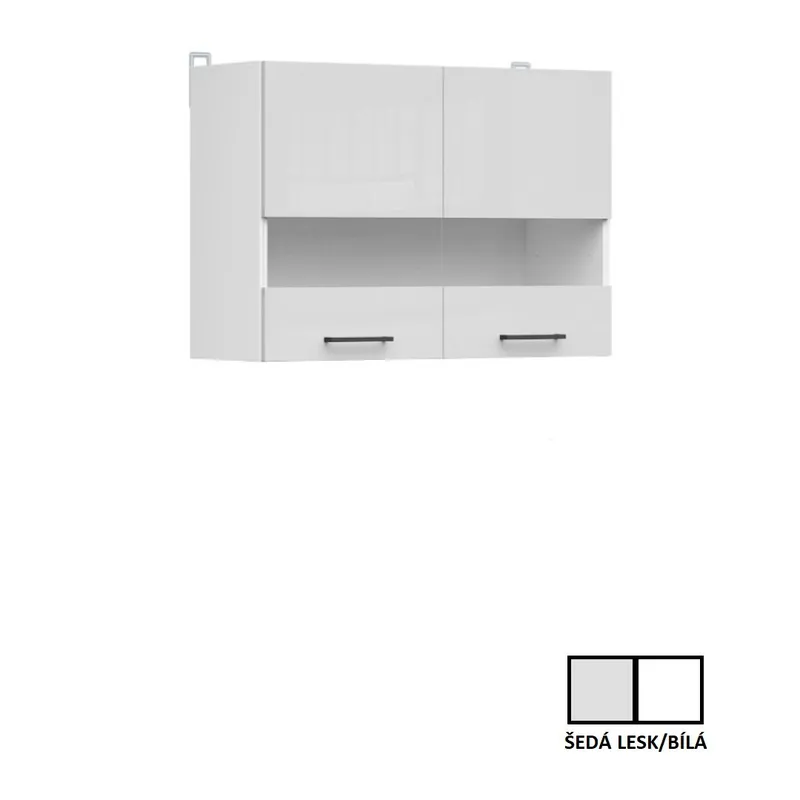 Přímo Od Výrobce Kuchyňská skříňka Junona Tafla 80 cm, šedý lesk/bílá