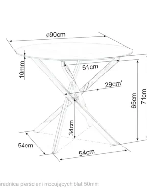 Značkový Jídelní stůl Agis, 90 cm, sklo/zlatý kov