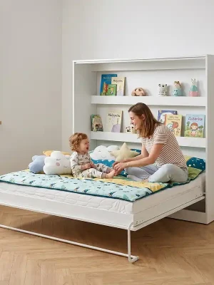 Zlevněný Postel Prestige New Poziom sklopná 160 cm, horizontální, skříň a rošt, bílá/bílá/úchyt černá