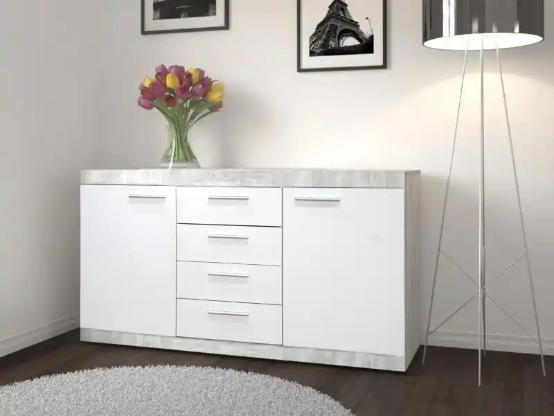 Víkendová Akce Komoda Ketlin New, beton/bílá