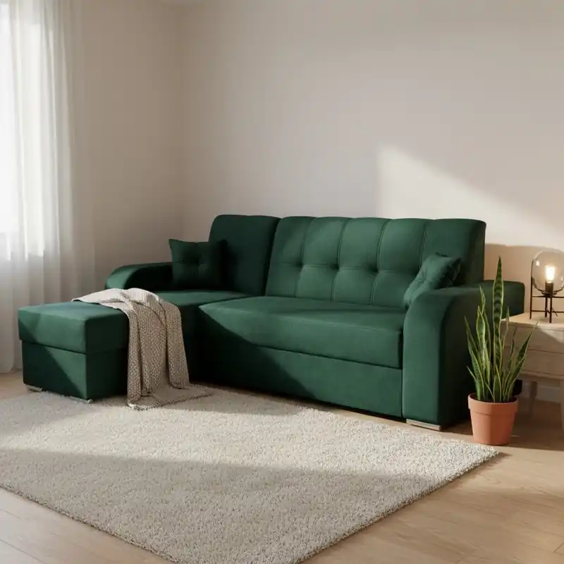 Finální Výprodej Rohová sedací souprava Olivia, pravá, tmavě zelená Monolith 37