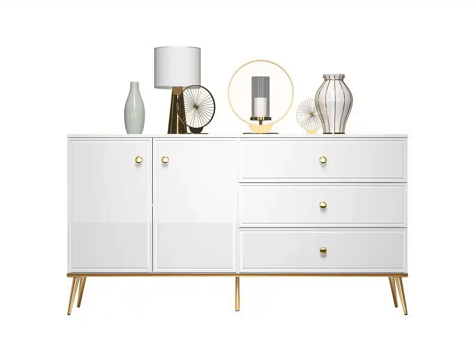 Komoda Goldie 04 2D3S, bílá mat/bílý lesk Jen Po Omezenou Doba