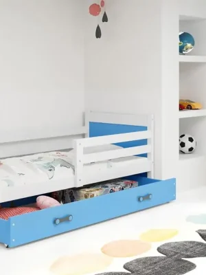 Dětská postel Riky 90x200 - bílá/modrá Nejlepší Volba