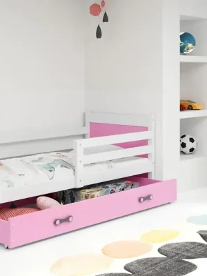 Dětská postel Riky 90x200 - bílá/růžová Must-Have