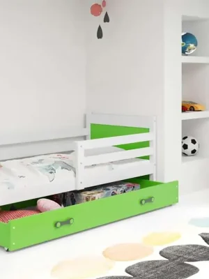Dětská postel Riky 90x200 - bílá/zelená Aktuální