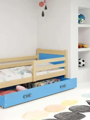 Dětská postel Riky 90x200 - borovice/modrá Výprodej