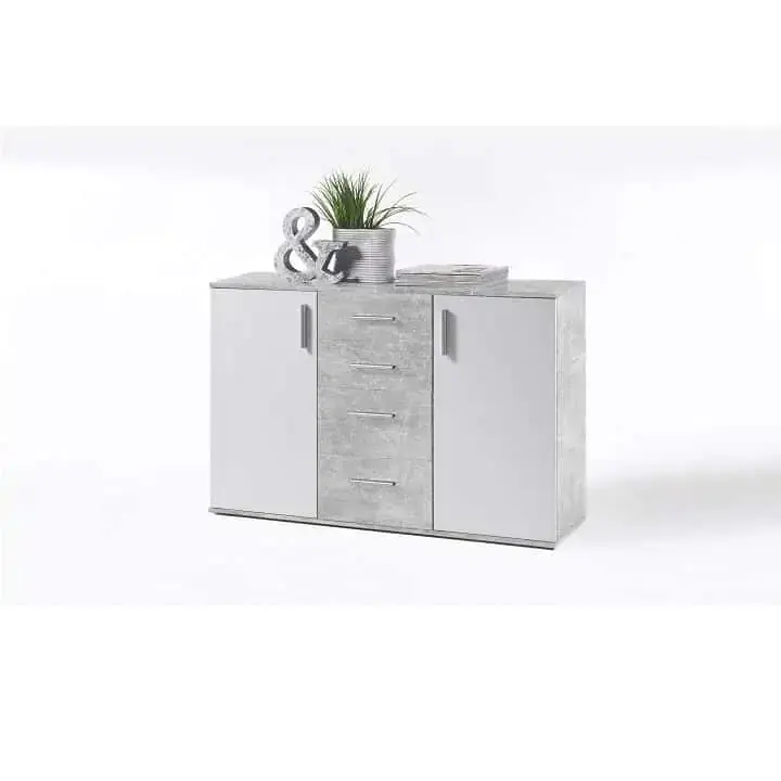 Přímo Od Výrobce Komoda POPPY 5 - bílá / beton