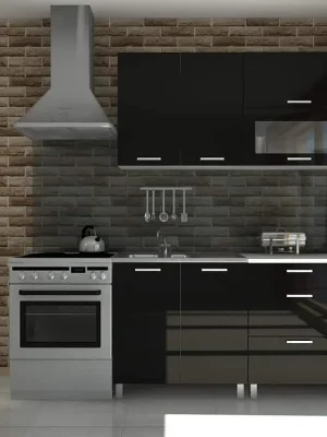 Super Cena Kuchyňská linka Timothy - černý lesk/KRF