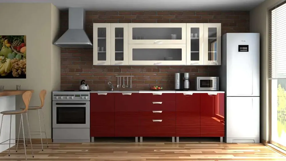 Kuchyňská linka Eginger 220 - bordo+jasmín lesk/MDR Poslední Šance