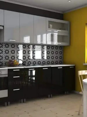 Kuchyňská linka Biodera 300 šedý+černý lesk/MDR Nejprodávanější