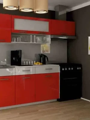 Kuchyňská linka Dolomiti 180/240 červený lesk/bílý pás Novinka