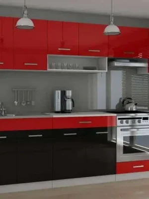 Kuchyňská linka Carrie 260 červený/černý lesk Sezónní Sleva