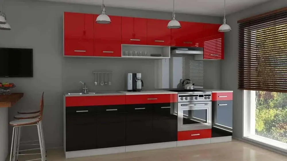 Kuchyňská linka Carrie 260 červený/černý lesk Sezónní Sleva