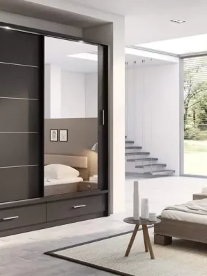Originální Šatní skříň 05 ARTI 200 černá zrcadlo