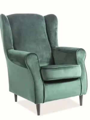 Cenově Výhodný Čalouněné křeslo BARON velvet zelená/wenge