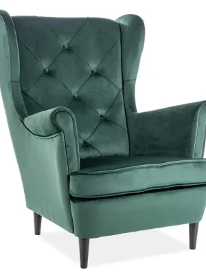 Čalouněné křeslo LADY velvet zelená/wenge Sleva
