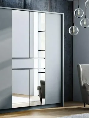 Šatní skříň RIJEKA 200 platinum/zrcadlo Značkový