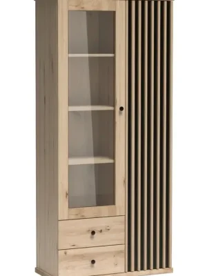 Vitrína 2D2S BARBUS dub artisan/černá Sezónní Sleva