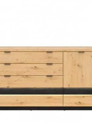 Ověřený OSTIA komoda KOM1D4S, dub artisan/černý lesk