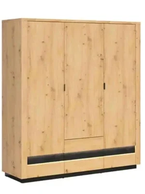 OSTIA šatní skříň SZF3D2S, dub artisan/černý lesk Top Prodej