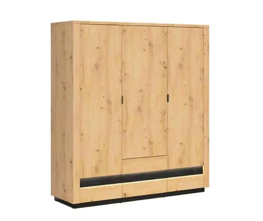 OSTIA šatní skříň SZF3D2S, dub artisan/černý lesk Top Prodej