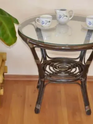 Bezpečná Platba Ratanový stolek Bahama - hnědý