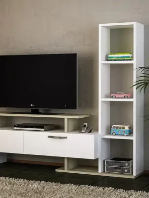 Značkový Televizní stolek s regálem MELROSE bílá/cordoba