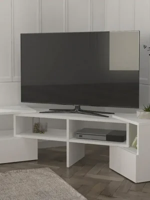 Televizní stolek rovný/rohový TARTU bílá Speciální Cena