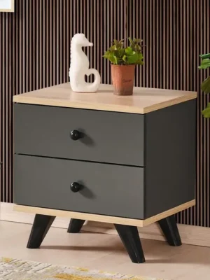 PERHO noční stolek na nožičkách, dub Sonoma/grey Bezpečná Platba
