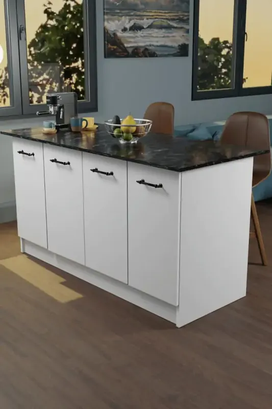 Vysoce Kvalitní VENTURI kuchyňský ostrůvek, bílá/černý mramor