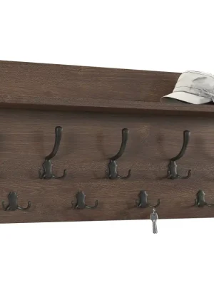 Věšák s policí 90 cm dub/černá Odeslání Ihned