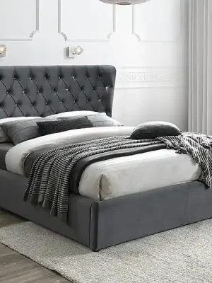 Čalouněná postel KARMEN VELVET 160x200 cm šedá Vysoce Kvalitní