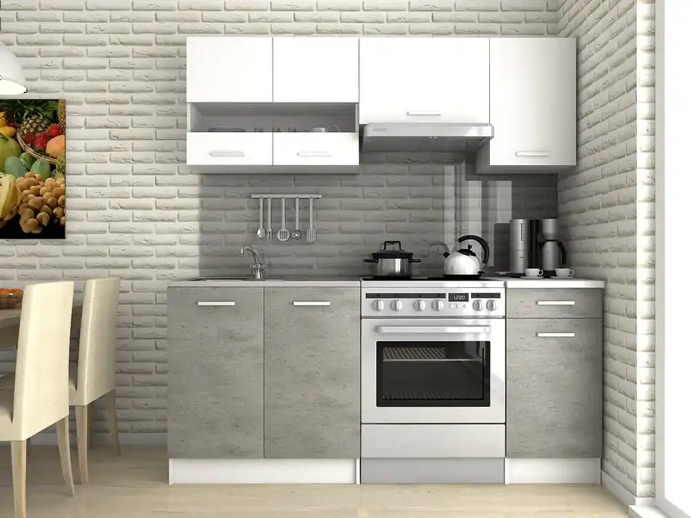 Sezónní Sleva Kuchyňská linka Luigi III 180 - bílá/beton